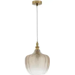 Nova Luce 9191241 Loni E27 Pendelleuchte Gold, Champagner - Stilvolle Lichtquelle - Elegante Pendelleuchte im modernen und Landhausstil, verziert mit einer gemusterten Glaskuppel für dekoratives Licht. Ideal über Esstischen oder in kreativen Licht-Clusters.