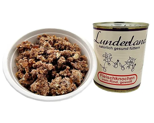 Lunderland Fleischknochen 800g Dose 100% Rinderknochen gewolft m. Fleisch u Fett