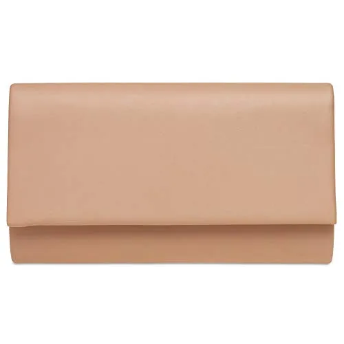 Caspar TA412 Damen große Metallic Clutch Tasche Abendtasche, Farbe:rosa, Größe:One Size