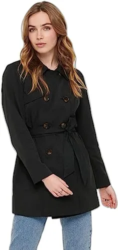 ONLVALERIE Trenchcoat OTW NOOS - Femininer Damenmantel für die Übergangszeit, oberschenkellang mit klassischem Reverskragen und Gürtel – ideal für einen eleganten Look bei jedem Wetter.