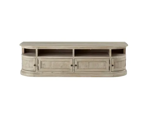 Tikamoon TV-Schrank Celeste aus Pinienholz 180 cm - Eleganter TV-Schrank Celeste aus FSC®-zertifiziertem Pinienholz. Mit nostalgischem Design und praktischen Fächern sorgt er für Ordnung und Stil in Ihrem Wohnzimmer. Maße: H 50 x B 180 x T 50 cm.