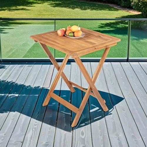 SAM Gartentisch Blossom, Akazienholz massiv & geölt, Klapptisch 60x60 cm, Holztisch für Balkon, Terrasse, Wintergarten oder Garten, pflegeleichtes Unikat