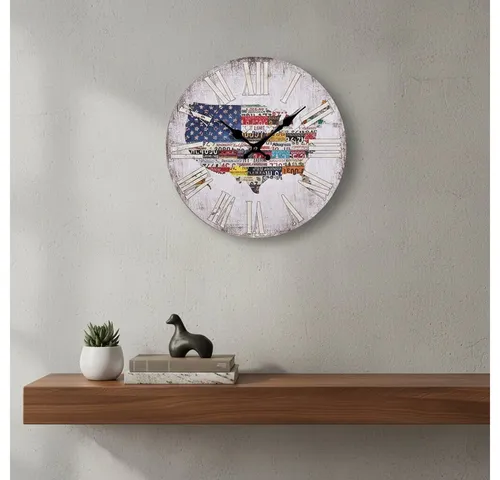 Mucola Wanduhr Dekouhr Shabby Chic Wand Runde Uhr Wohnzimmer Deko Quartz Uhr Bürouhr (Hochwertiges Uhrwerk für mehr Präzision)