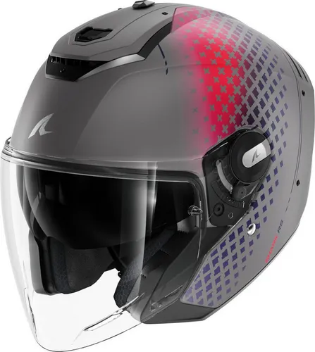 Shark RS Jet Stride Jethelm, grau-pink, Größe M für Männer - Robuster Motorradhelm mit kratzfestem Visier und sicherem 4-Punkt-Verschlusssystem. Ideal für den täglichen Einsatz und optimaler Komfort auf jeder Fahrt.