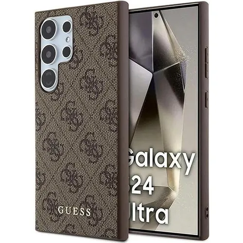 CG MOBILE Guess GUHCS24LG4GFBR Hülle für S24 Ultra - Elegantes Hardcase mit 4G Metal Gold Logo - Standard Handyhüllen, bietet optimalen Schutz und ein stilvolles Design mit hochwertigem Kunstleder und goldenen Akzenten.