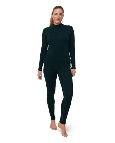 DANISH ENDURANCE Merino Thermounterwäsche Damen - Extreme Kälte, Dunkelgrün, L - Funktionsunterwäsche für extreme Kälte, aus 250 g/m² Merinowollmischung, temperaturregulierend und feuchtigkeitsableitend - ideal für Skifahren und Outdoor-Aktivitäten.