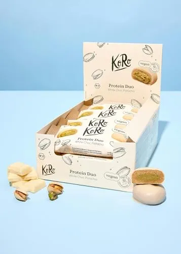 KoRo - Bio Protein Bites White Choc Pistachio 12 x 2 x 20 g - Zwei Stück pro Packung - Hoher Proteingehalt - Vegan