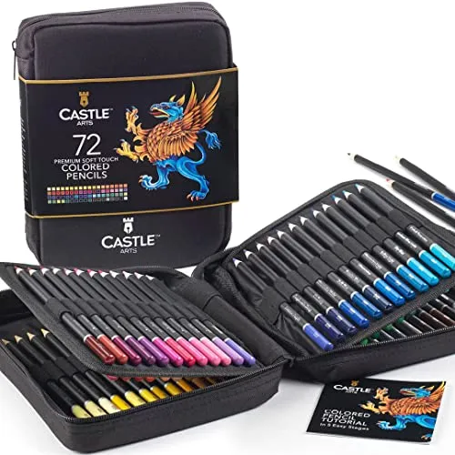 Castle Art Supplies 72 Buntstifte Set - Buntstifte für Erwachsene mit hochwertigen Farbminen und weichem Kern, ideal für kreative Künstler – inklusive praktischem Reißverschlussetui für einfache Organisation.