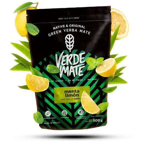 Mate Tee Verde Mate Menta Limon Yerba Mate Zitrone Frucht Ungeräuchert 500g
