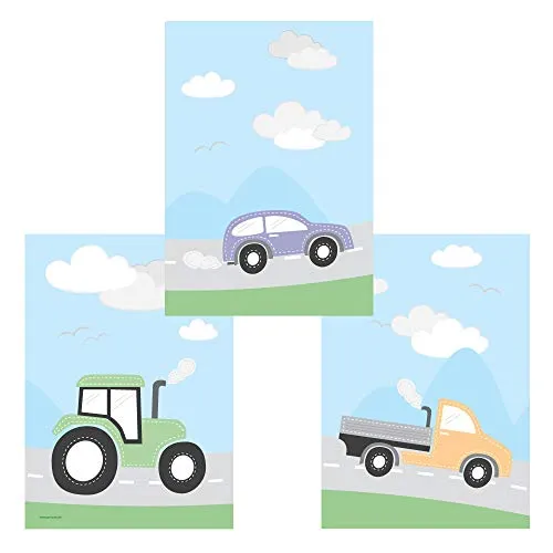 PRICARO Poster Fahrzeuge, A4, 3er Set