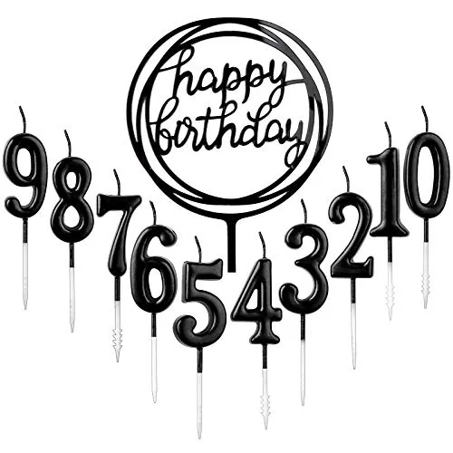 Stück Nummer 0-9 Geburtstag Ziffer Kuchen Kerzen + 1 Stück Brief Alles Gute zum Geburtstag Glitter Cake Topper Dekoration Kuchen Nummer Digitale Kerzen für Hochzeit (Vergoldet) 10