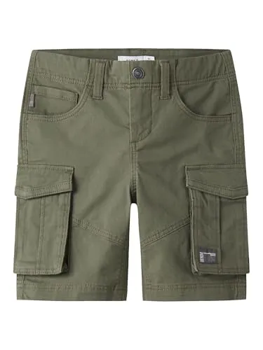 Name It Cargohose NKMRYAN REG TWI L SHORTS 6776-BA NOOS - grün - Kinderhosen aus 98% Baumwolle, windabweisend und mit elastischem Bund für perfekten Sitz, ideal für aktive Kinder.