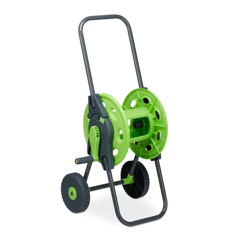 Schlauchwagen Gartenschlauchwagen 1/2 Zoll - Praktisch und robust - Kategorie: Schlauchwagen & -halter. Der grüne Schlauchwagen aus Kunststoff und Stahl ist leicht und ideal für die einfache Aufbewahrung von Gartenschläuchen.
