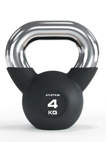 ATLETICA Kettlebells 4-32 kg | Gummierte Kugelhantel mit Chromgriff - Kettlebells für funktionelles Ganzkörpertraining, aus hochwertiger Stahllegierung mit stoßresistenter Gummiummantelung für Langlebigkeit und Schutz.
