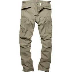 Vintage Industries M65 Heavy Satin Cargohose - Oliv - XS - Herren-Stoffhosen aus doppellagigem Baumwollsatin, original US-Modell mit verstellbarem Bund und lockerer Passform für optimalen Tragekomfort.