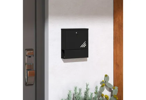 Wandbriefkasten mit Schloss aus Metall in Dunkelgrau - Eleganter Metallbriefkasten mit Schloss, ideal für sichere Postzustellung und wetterfestes Design. Perfekt für jeden Eingangsbereich.
