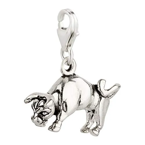 7K Sternzeichen Stier Charm Anhänger aus 925 Sterling Silber (21x14mm)