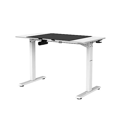 Elektrisch Höhenverstellbarer Schreibtisch Bürotisch Ergonomisch mit Tischplatte Stahlfüßen Touchscreen Memoryfunktion Kopfhörerhaken Getränkehalter 110 x 60 cm, Weiß