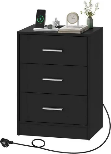 Woltu Nachttisch mit Ladefunktion und 3 Schubladen