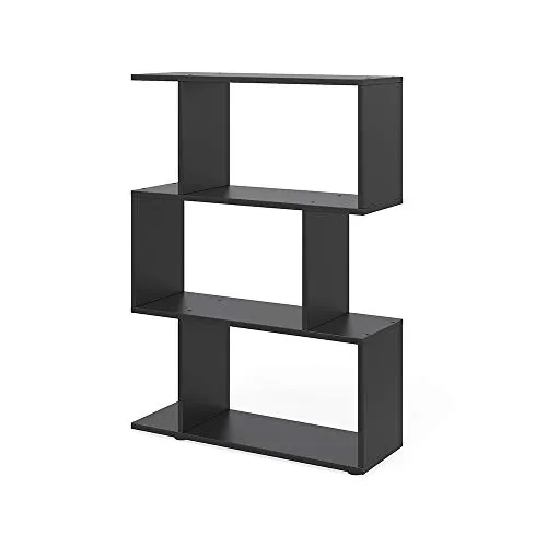 Vicco Raumteiler Levio - Stehendes Bücherregal in Schwarz, 70 x 100 cm - Bücherregal mit zickzack-Form für kreative Raumgestaltung, ideal für Bücher und Deko. Pflegeleichte Spanplatte, vielseitig einsetzbar.