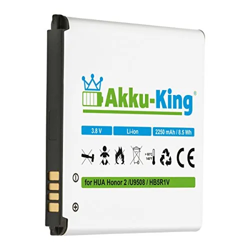 Akku-King Akku kompatibel mit Huawei HB5R1V - Li-Ion 2250mAh - für Honor 2, U9508, Honor Quad, Ascend G615