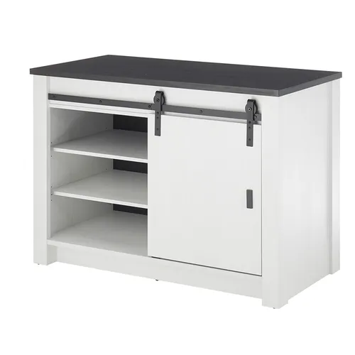 Küchen Spülenschrank SHELTON-61 - Küchenschrank in Weiß und Anthrazit, 4 verstellbare Einlegeböden, ideal für stilvolle Küchen im Industrial Design, einfache Selbstmontage.