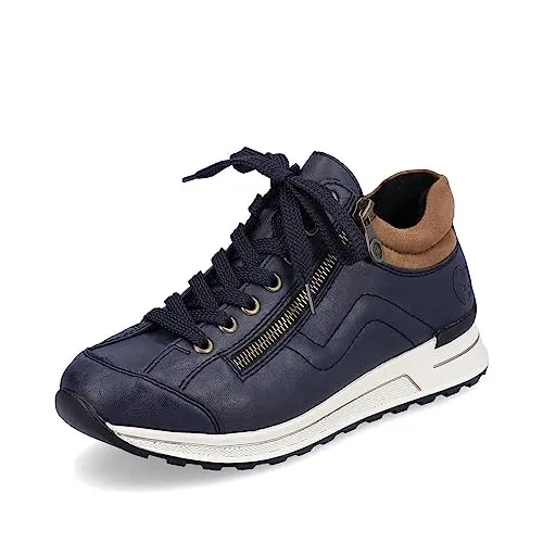Sportliche RIEKER Sneaker für Damen, Gr. 42, blau-braun - Moderne Sneaker von Rieker aus Synthetik mit weichem Schaftrand, ideal für Freizeit und Alltag. Bequem und stylisch für jeden Schritt.