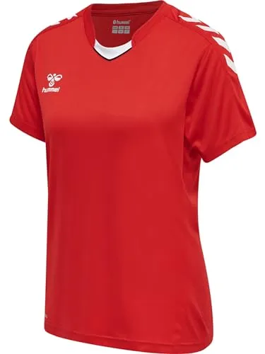 hummel Core XK Poly Jersey S/S Damen Trikot, Kurzarm Sport T-Shirt, Sportkragen mit Fronteinsatz, BEECOOL-Stofftechnologie, 100% Polyester, Normale Passform (1er Pack)