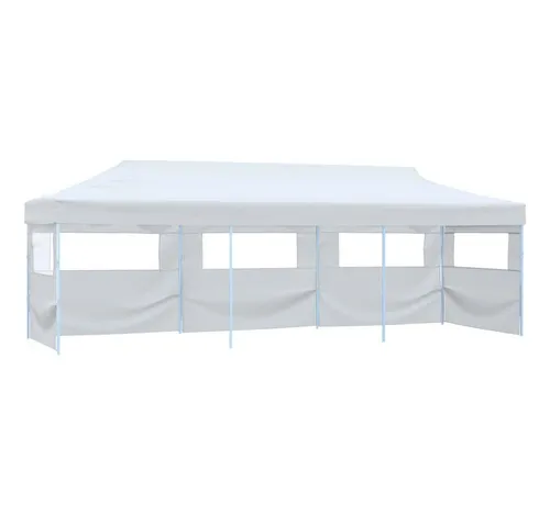 furnicato Faltbares Partyzelt Weiß 291x870x315 cm - Ideal für Outdoor-Events: Faltbares Partyzelt mit UV- und wasserbeständigem Dach. Robuster Stahlrahmen und einfache Montage für unbeschwerte Feiern im Freien.