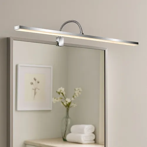 LED Wandleuchte Badezimmerlampe mit Dimmer, 8,5W 800Lm, chrom, 78 cm - Moderne Wandleuchte für Bad oder Flur, dimmbar mit Farbtemperaturregelung (warmweiß/neutralweiß) und Memory-Funktion für individuellen Lichtkomfort. Schutzart IP44 macht sie perfekt für Feuchträume.