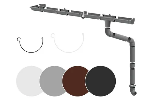 RainWay Dachrinne, Regenrinnen Komplettset (1 Dachseite) - PVC-U Kunststoff in 4 Farben, für Dachflächen < 100m² empfohlen (Komplettes Set - 12 Meter) Gartenhaus Carport