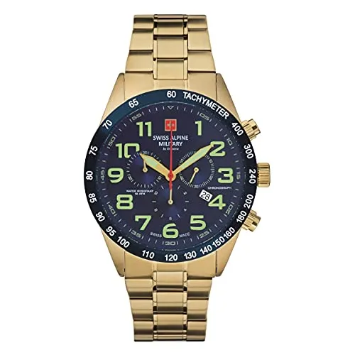 Swiss Alpine Military Herren Uhr Chronograph 7047.9115SAM - Armbanduhren für Herren, Swiss Made Chronograph mit robustem Edelstahlgehäuse und sportlichem Design, ideal für den täglichen Gebrauch.