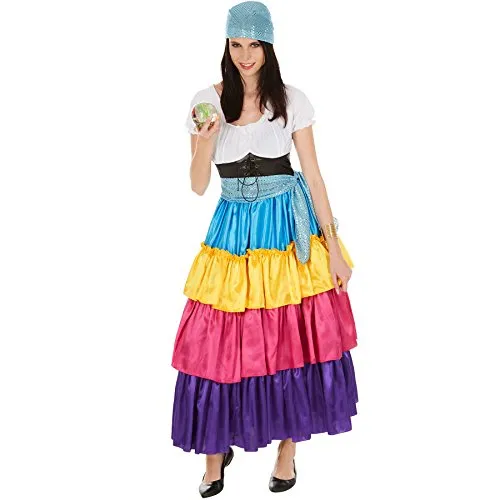 tectake® Frauenkostüm Hellseherin - Kostüme für Karneval und Fasching, geheimnisvoll und magisch – verwandle dich in eine rätselhafte Wahrsagerin, die die Zukunft sieht und alle in ihren Bann zieht.