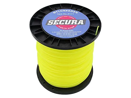 SECURA 400m Freischneider Faden 2,4 mm für Rasentrimmer - Rasentrimmerfäden: Hochwertiger 2,4 mm Rund-Profil Mähfaden, 400 m lang, ideal für alle gängigen Fadenspulen - für effizientes und präzises Trimmen.