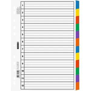 BRUNNEN Ordnerregister DIN A4 Vollformat blanko weiß 12-teilig, 1 Satz