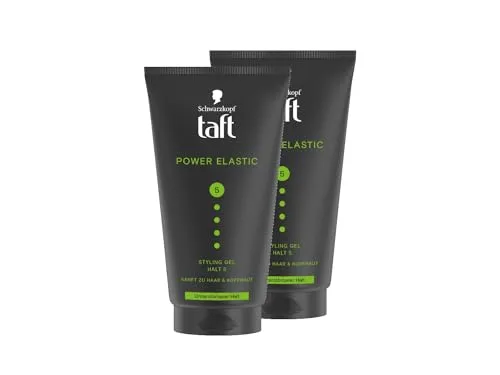 Schwarzkopf TAFT Gel Power Elastic (2x 150ml), Haargel für bis zu 48 Stunden starken Halt, sanft zum Haar und zur Kopfhaut, veganes, Haarstyling-Gel