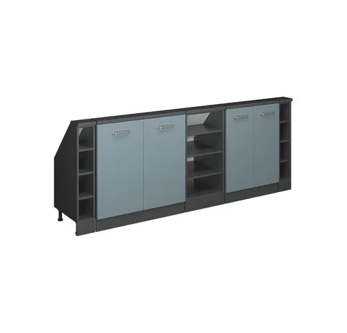 Vicco Unterschrank R-Line, Blau-Grau/Anthrazit, 215 cm 5er Set