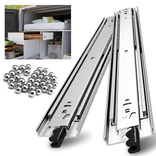 NECILO Schwerlast Schubladenschienen mit Schloss, 600mm, 62kg Ladekapazität Schubladenauszüge, Vollauszug mit Kugellager, Seitenmontage schubladenführungen, 1 Paar