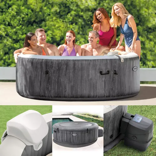 Intex PureSpa Greywood Deluxe - Aufblasbarer Whirlpool 216 x 71 cm, ideal für Entspannung und Wellness im Garten oder auf der Terrasse