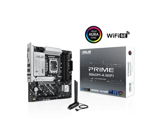 ASUS Prime B860M-A WiFi Gaming Mainboard - Mainboard mit Intel LGA 1851 Sockel, optimiert für KI-Computing, unterstützt neueste DDR5-Speicher und bietet ultraschnelle Wi-Fi 6E Konnektivität sowie PCIe 5.0.
