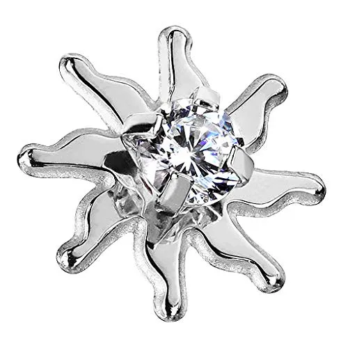 Piercingfaktor Aufsatz für Dermal Anchor Piercing Hautanker Implantat Skin Diver Strass Tribal Sonne Kristall Silber
