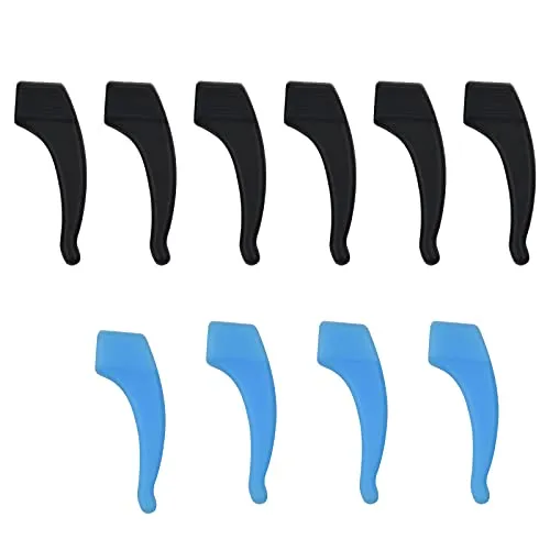 Silikon Antirutsch Überzüge 5 Paare Brillen Bügelenden Anti-Rutsch-Halter Komfortable Weiche Gläser Ohrhaken Antirutsch Halterung für Brillen Sonnenbrillen (Schwarz und Blau)