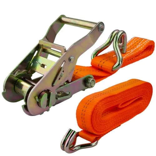 Spanngurt mit Ratsche und Haken, 35mm breit 6m lang, bis 2000kg, Spanngurte orange, Zurrgurt für Ladungssicherung, Spanngurte Haken, Gurtband, Zurrgurte 6m