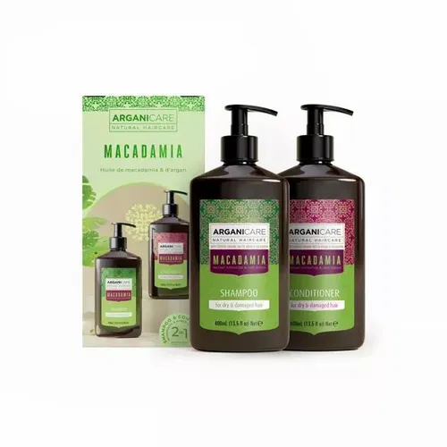 Arganicare Macadamia Set - 800ml Haarpflege-Set für geschmeidiges, glänzendes Haar. Ideal zur Pflege und Unterstützung der Haarstruktur. Genieße die Vorteile der hochwertigen Inhaltsstoffe.