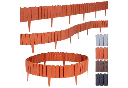 BooGardi Beetumrandung Rasenkante Holzoptik, 20 Stück - Beeteinfassung in Holzoptik – Verleihen Sie Ihrem Garten ein rustikales Flair mit langlebigem, wetterbeständigem Material für eine harmonische Gestaltung.
