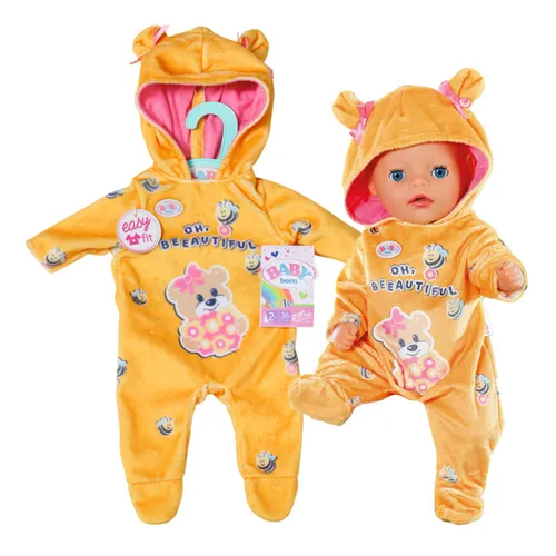 BABY born Little Bär Onesie 36cm - Puppenanzug Einteiler mit Kapuze, Bären-Ohren
