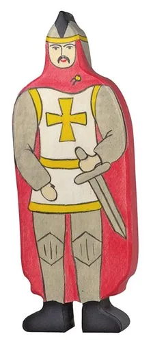 Holztiger 80244 Ritter mit rotem Mantel 16 cm Holzfiguren Serie Menschen