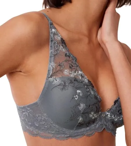 Triumph Damen Sensual Spotlight WP Bra, Pebble Grey, 90F - Funktionsunterwäsche mit Bügeln und Einlagen, hohe Mittelpartie und dekorative elastische Träger für optimalen Halt und femininen Look.