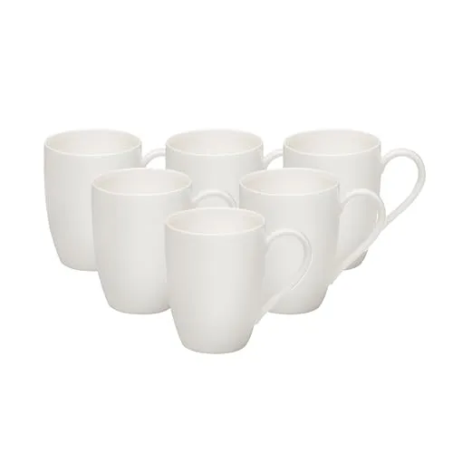 Villeroy & Boch vivo Basic White Becher Set, 6-teilig - Kaffeetassen-Set aus hochwertigem Porzellan, ergonomischer Griff für einfachen Genuss, ideal für Alltag und Gastronomie, spülmaschinen- und mikrowellengeeignet.