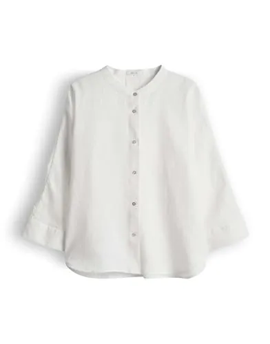 OPUS Damen Dreiviertelarmbluse | Stehkragenbluse aus reinem Leinen Regular Fit Milk, 42 - Modische OPUS Leinenbluse für einen femininen Casual Look. Lockere Passform mit überschnittenem 3/4 Arm, ideal für vielseitige Kombinationen. Hochwertige Verarbeitung sorgt für angenehmen Tragekomfort.